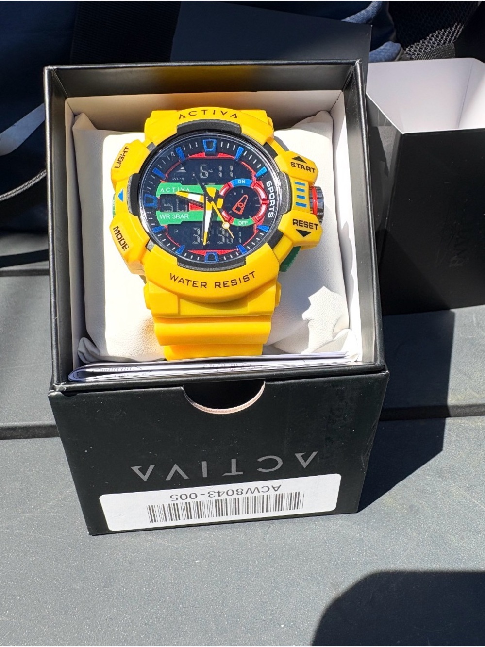 Ativa Yellow Men’s Sport Watch with Black Multi-Color Dial